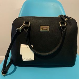 Calvin Klein black leather dome bag